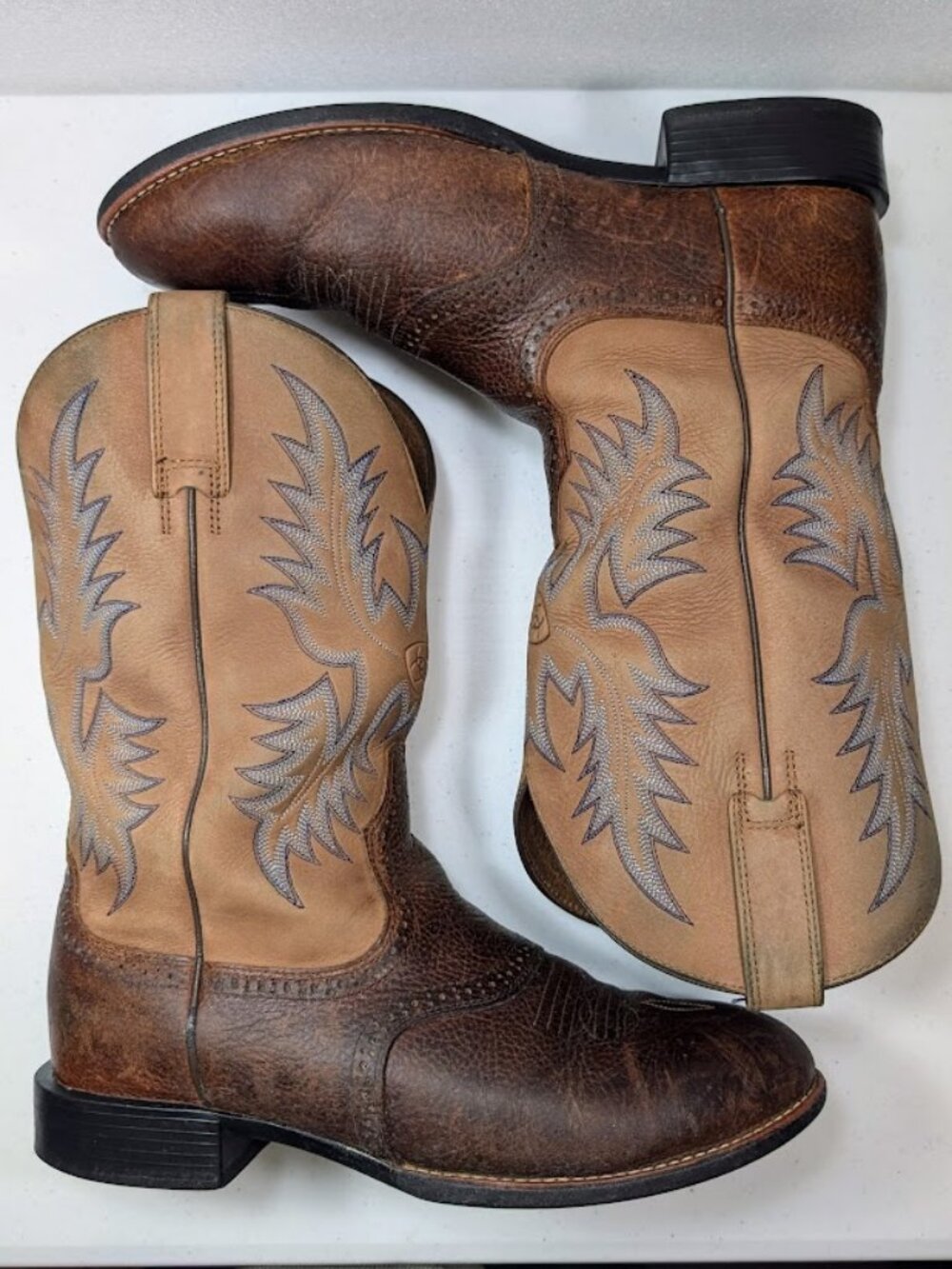 Ariat Heritage Stockman Boots Mens 9 EE Wide Brown Leather Round Cowboy Western